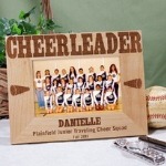 A picture of your cheer team looks great in this Personalized Cheerleading Picture Frame. Our Personalized Cheerleading Picture Frame makes a unique gift idea for any cheerleading team or coach and birthday or holiday gift idea. 