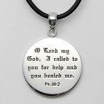 The old testament story of King Hezekiah reminds us that when we pray for healing and have those prayers answered, God expects us to give Him the glory. The Healed By God pendant is stamped with the words from Psalm 30:2, I cried out to the Lord for help, and He healed me.