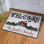 Our Welcome House Doormat will make everyone who visits feel the warmth and love of your family home when they set foot on this great doormat. Doormat measures 18" x 24". This item is 20 oz Loop, Durgan Backed with Black Edges. Includes FREE Personalization! Personalize your Doormat with any Family Name.