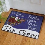 Personalized Santa Door Mat - Personalized Christmas Doormat Santa will be in an extra jolly mood when he sees you have a Personalized Doormat just for him. Dont be surprised if Santa leaves you something a little extra under the Christmas tree because of your fun, Personalized Santa Doormat. 