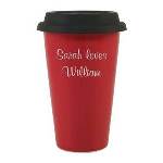 Personalize a coffee cup as a useful gift idea for a friend, co-worker, boss or business professional. Our Red Porcelain Coffee Cup is a modern, eco-friendly coffee cup look-a-like designed for the special on-the-go person in your life! Designed with double walled porcelain to prevent from burning your hands and that means 11 oz of coffee will be sure to stay warm!