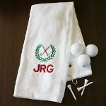 Embroidered White Golf Towel with Initials - Personalized Golf Towels Every round of golf is certain to be under par when you place your own Embroidered White Golf Towel on to your favorite golf bag. A great personalized golf gift for any avid golfer including Dad, Grandpa, Uncle or Best Friend. Why not give all of your groomsmen their own Personalized Golf Towels to remember your wedding day. 