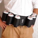 Now you can have a six-pack without working out! The Personalized Joe Sixpack Beer Belt turns the average Joe into the life of the party! Both fun and practical, he can tote six cans of his favorite brew to share (or not) with friends! Made of waterproof black fabric, the belts clasp attaches firmly in the back and features front and center personalization. 