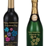 Celebrate a co-workers birthday, a special day like Administrative Professionals or Secretary Day or a retirement with our Etched Wine Gift. Choose your top of the bottle message (Happy Administrative Professionals Day, Happy Birthday, Happy Holidays) and your bottom message as well (up to four lines).