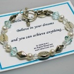 Believe Wish Dream is a beautiful gift idea for graduations, encouragement, or other special celebrations. Swarovski crystals, freshwater pearls and sterling silver design.