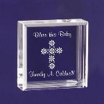 This Tiny keepsake is decorated with a floral Cross, and reads Bless this Baby along the top. This small keepsake will surely be treasured for many years. These adorable keepsake blocks come with a velvet pouch to keep them dust free. Blocks measure 2 1/2" x 2 1/2" and are 1" thick, so they can stand on their own.