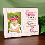 Flower Girls have important jobs to do at weddings. Create a special personalized gift frame for your flower girl. Let her know you are thankful to have her by your side. Personalized To Our Flower Girl Photo Frame measures 8" x 10" and holds a 3.5" x 5" or 4" x 6" photo. Easel back allows for desk display or ready for wall mount. Includes FREE Personalization! Our Personalized Custom Printed To Our Flower Girl Frame can be personalized with any Name above the poem & any two line custom message below the poem. 