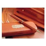 Celebrate a graduation, gift for boss or present as bridal party gifts. Our Genuine Rosewood Pen and Case. Brass plate is personalized with up to two lines with up to 15 characters per line. Size: 7"x 2".