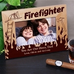 Give your favorite Fireman this handsome Personalized Firefighter Picture Frame as a thoughtful & personal gift to enjoy while spending time in the firehouse. Dad, Uncle or Grandfather is sure to love your favorite picture placed in this Personalized Picture Frame. The perfect Fathers Day gift, he is sure to love every day. 