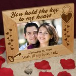 Let them know that they hold the key to your heart. Our personalized frame makes a keepsake gift idea for any romantic couple. Personalize with any date and one line custom message. 