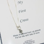 This Sterling Silver Babys First Cross Necklace makes a beautiful keepsake gift idea for a special baby. Arrives in a gift box with card. Choose between sterling silver or gold toned. 