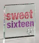 What a perfect way to say Happy Birthday to a special 16 year old. Pink and purple glitter and a silver glittery flower make this sweet sixteen miniature token super-sweet and sparkly! 