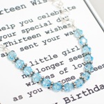 Let her know she is a star to you with our 13th birthday gift necklace. 13 Swarovski crystals and sterling silver beads and a star chain make this a beautiful necklace for anyone heading into her teen years. Choose the item without the poem card and makes a gift for the holidays or other special occasion.